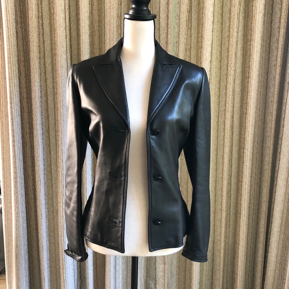 Vintage Gianni Versace Leather & Lace Pant Suit